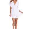 Amara' Boho Fringe Hem Dress White