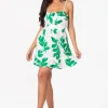 Annie' Print Green Cotton Mini Dress
