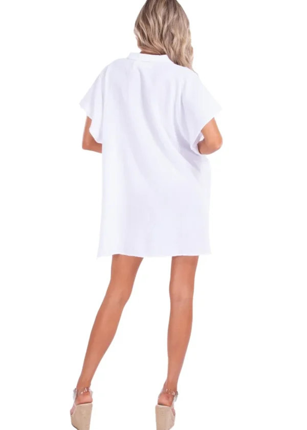 Annmarie' Button-Up Mini Tunic Dress White