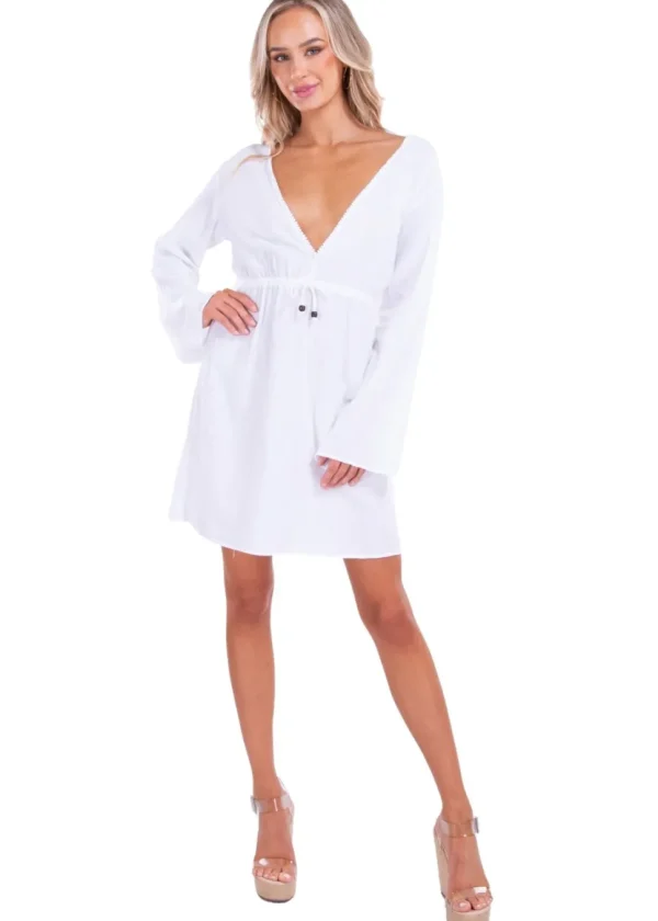 Ariana' Bell Sleeves Mini Dress White