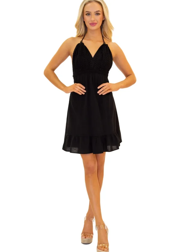 Athena' Crochet Bust Mini Dress