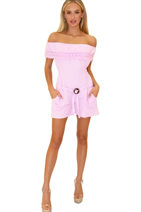 Ava' Belted Romper