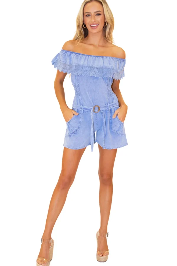 Ava' Belted Romper