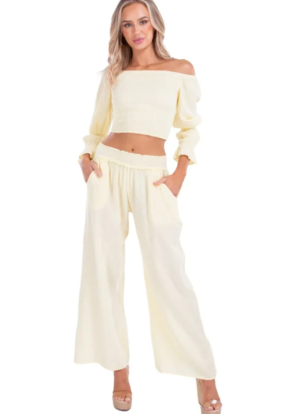 Belle' Shirred Long Sleeve Top