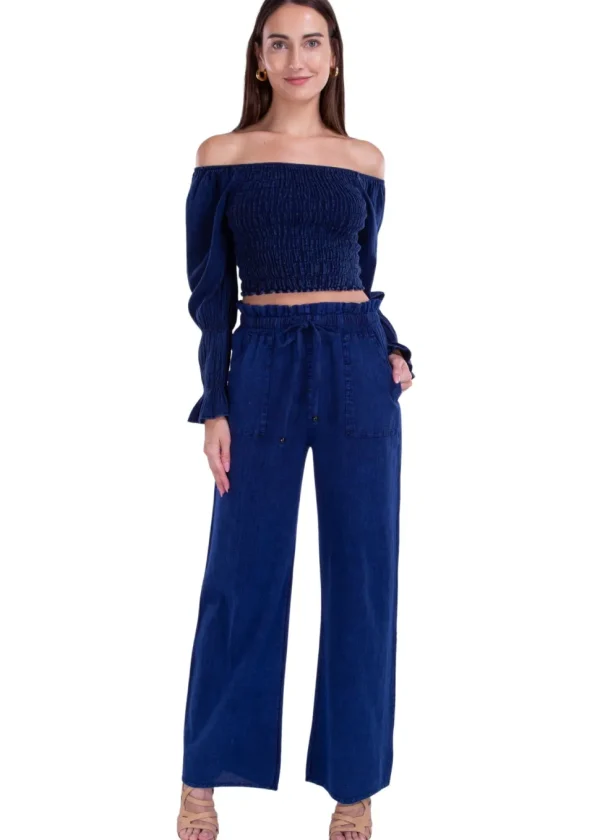Belle' Shirred Long Sleeve Top