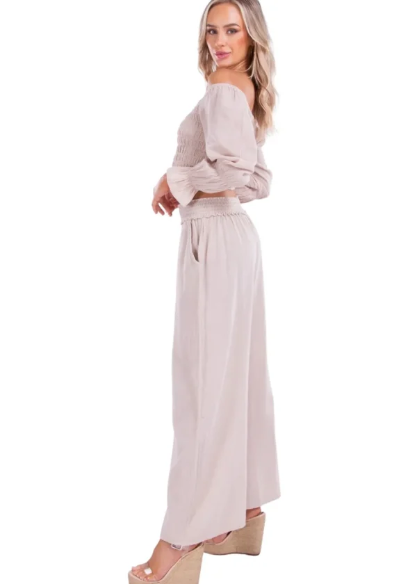 Belle' Shirred Long Sleeve Top