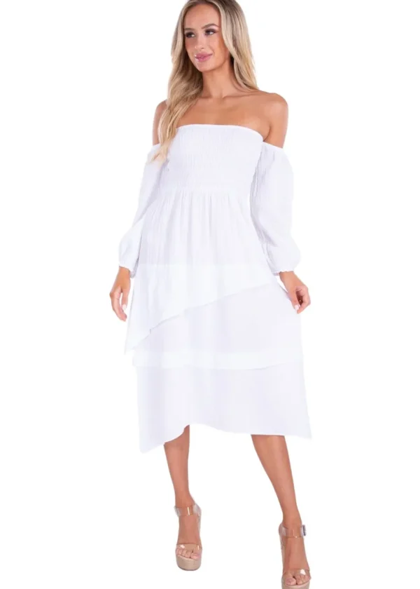 Calliope' Off Shoulder Midi Dress