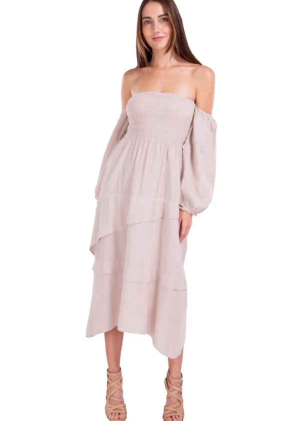 Calliope' Off Shoulder Midi Dress
