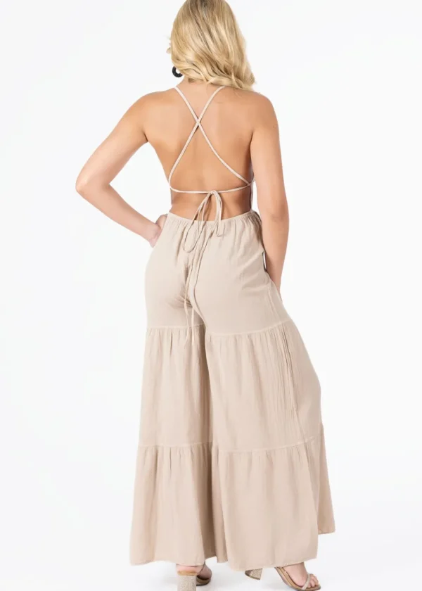 Clare' Backless Halter Jumpsuit