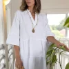 Everly' Tiered Tunic Dress White