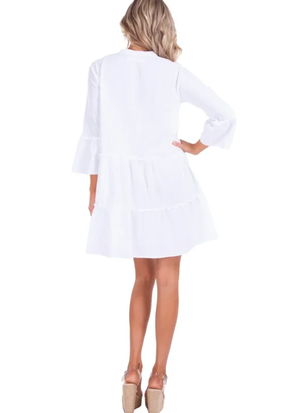 Everly' Tiered Tunic Dress White