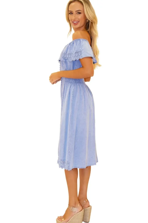 Evie' Off Shoulder Midi Dress
