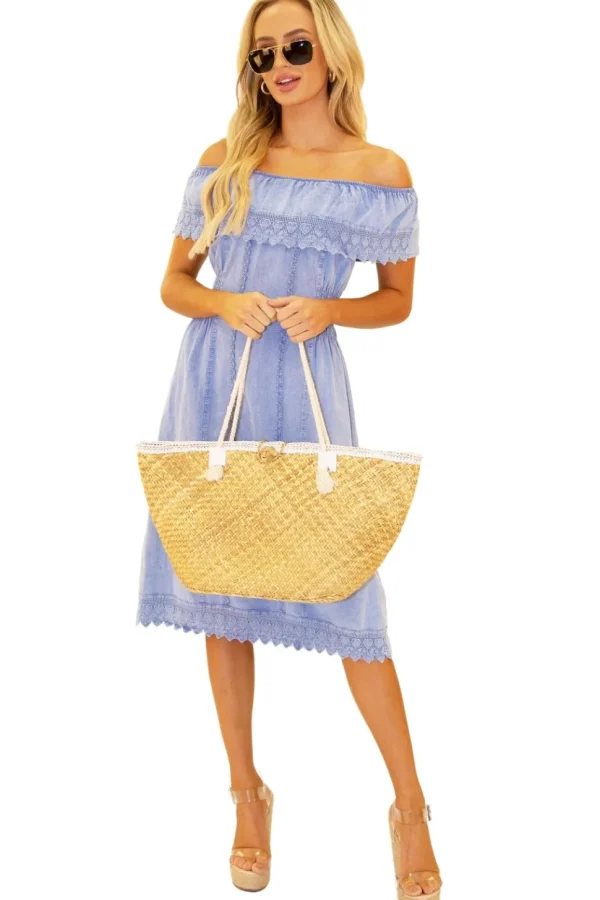 Evie' Off Shoulder Midi Dress