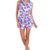 Flamingle' Print Front Tie Top White