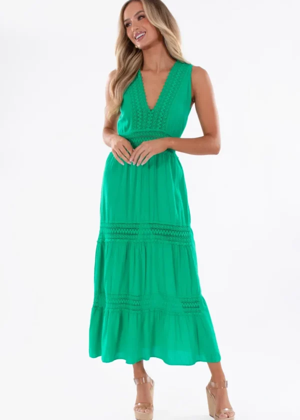 Gabrielle' Cotton Maxi Dress with crochet details