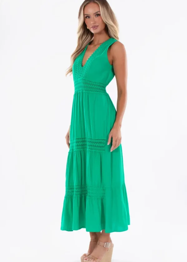 Gabrielle' Cotton Maxi Dress with crochet details
