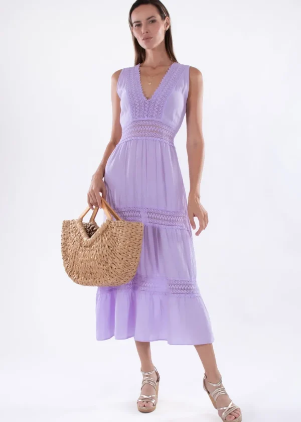 Gabrielle' Cotton Maxi Dress with crochet details