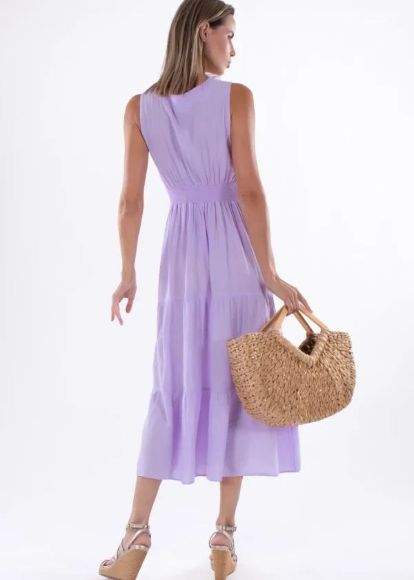 Gabrielle' Cotton Maxi Dress with crochet details