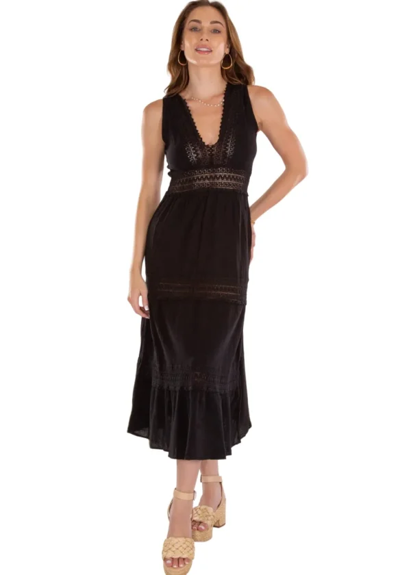Gabrielle' Cotton Maxi Dress with crochet details