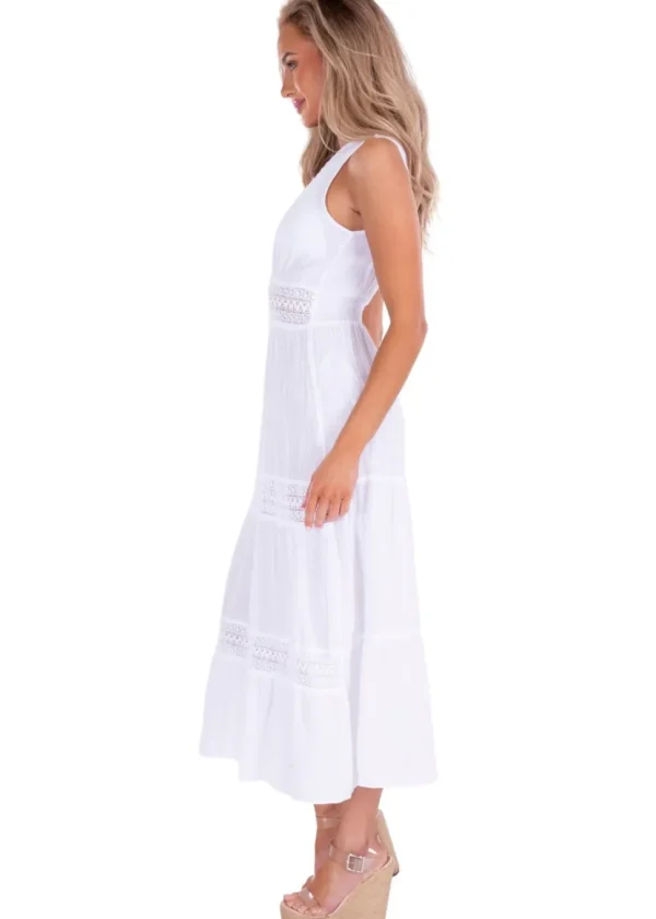 Gabrielle' Cotton Maxi Dress with crochet details
