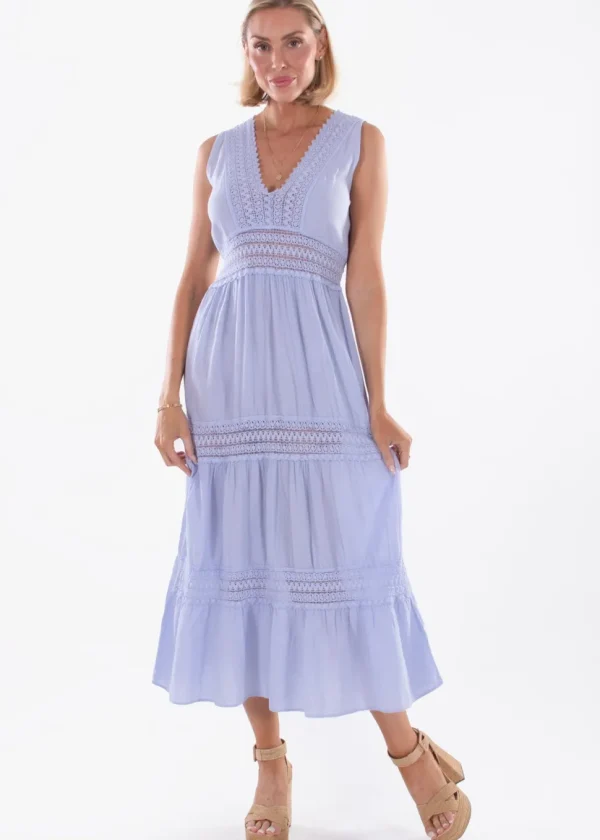 Gabrielle' Cotton Maxi Dress with crochet details