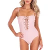 Goddess Of The Sea' Lace Up One-Piece Blush