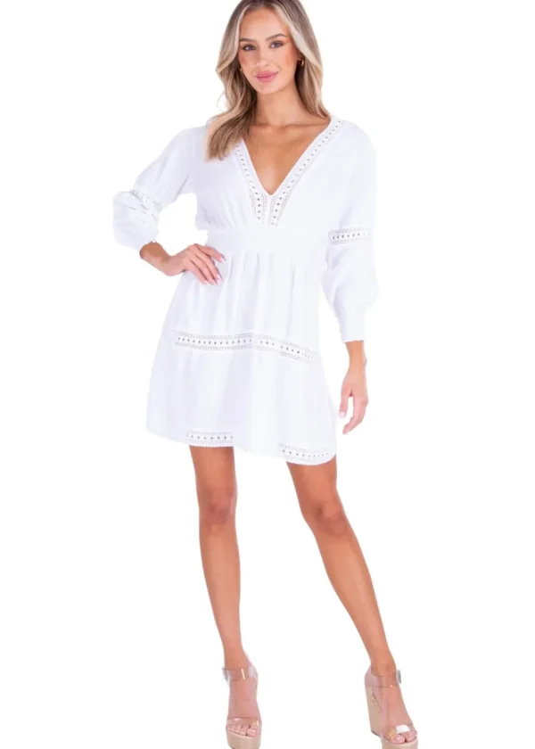 Joanna' Crochet Mini Dress White