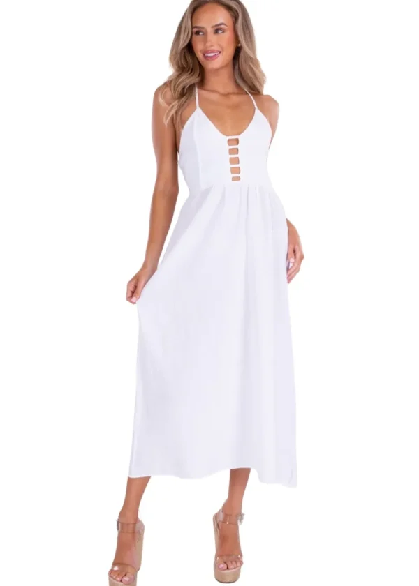 Kalani' Ladder Cut Out Maxi Dress White