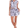 Keep Palm' Print Front Tie Top White