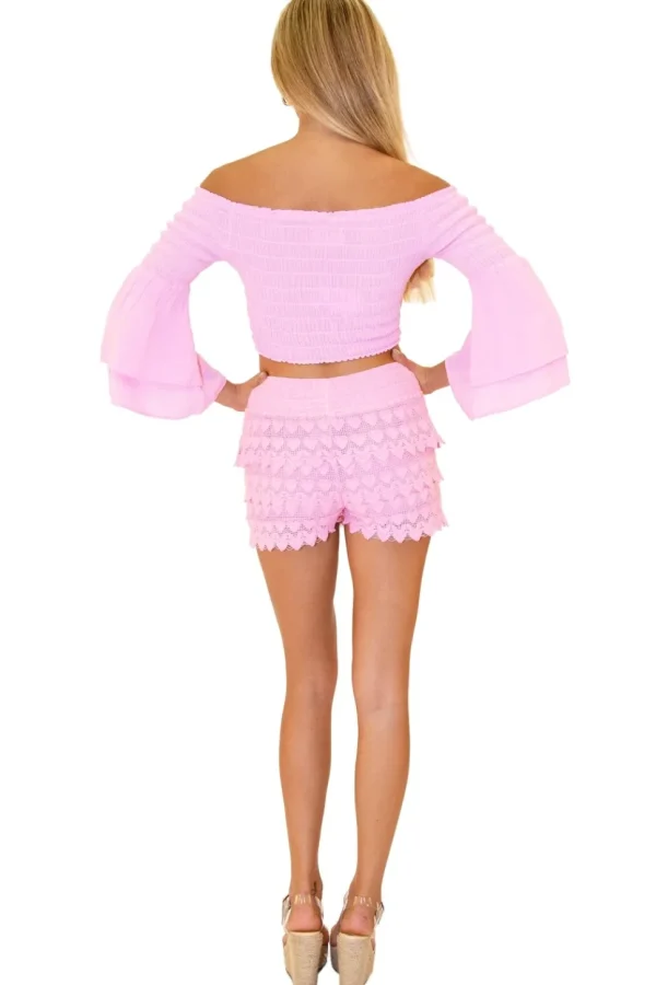 Lana' Shirred Bell Sleeve Top