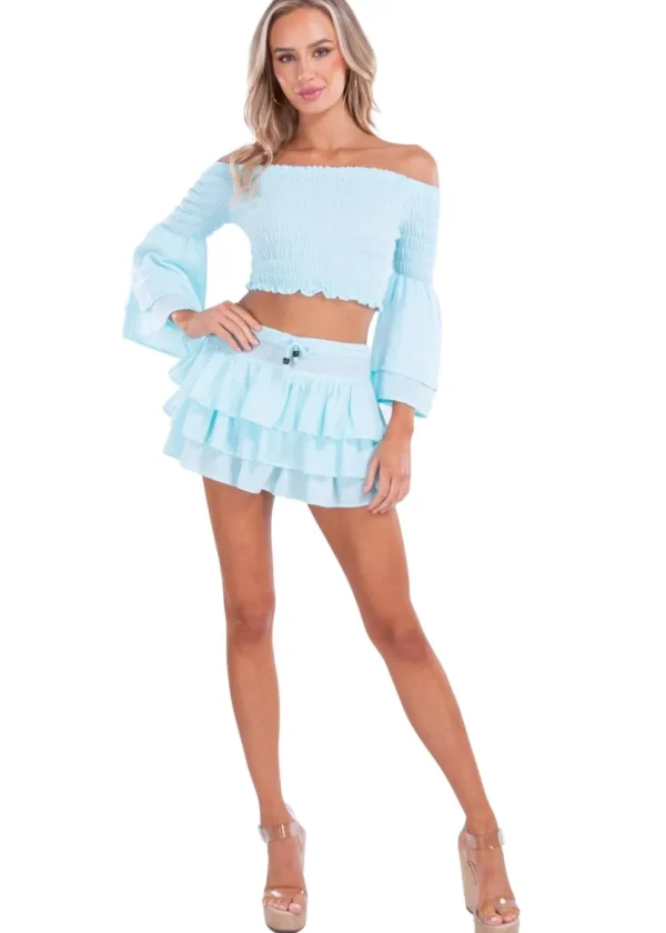 Lana' Shirred Bell Sleeve Top