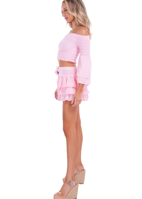 Lana' Shirred Bell Sleeve Top