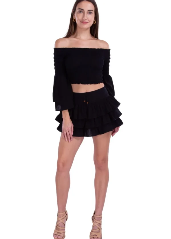 Lana' Shirred Bell Sleeve Top