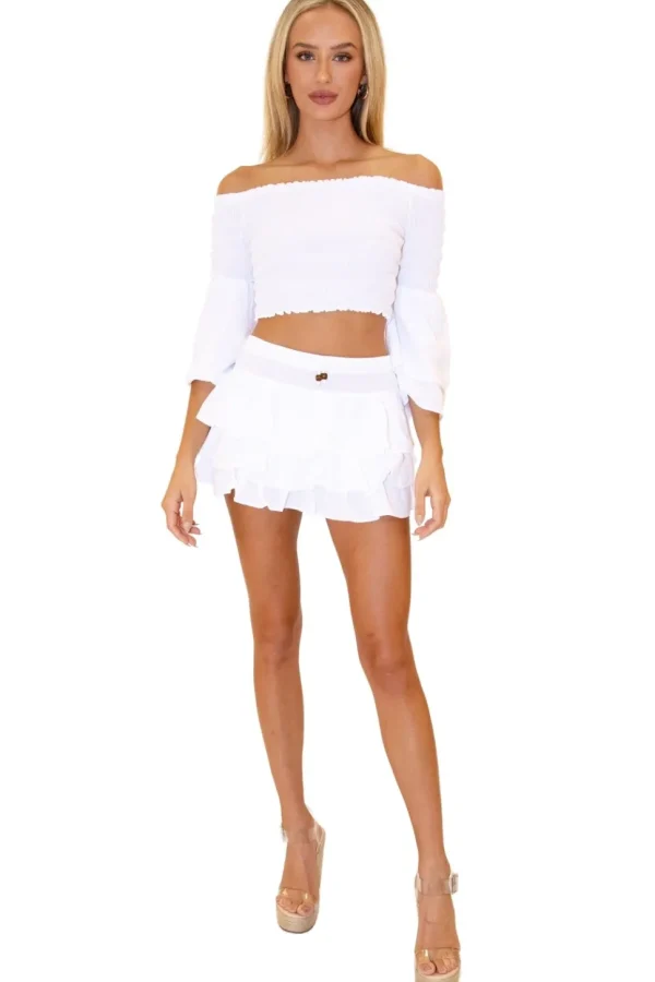 Lana' Shirred Bell Sleeve Top