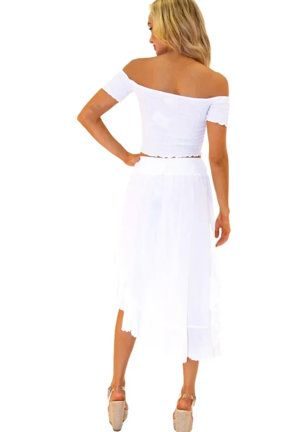 Lola' Off-Shoulder Crop Top White