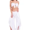 Melissa' Ruffle Slit Pants White
