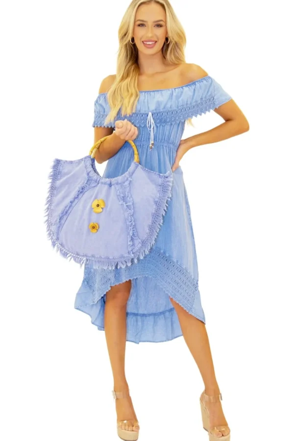 Octavia' Cotton Bag Blue