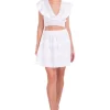Rachel' Crochet Hem Ruffle Top
