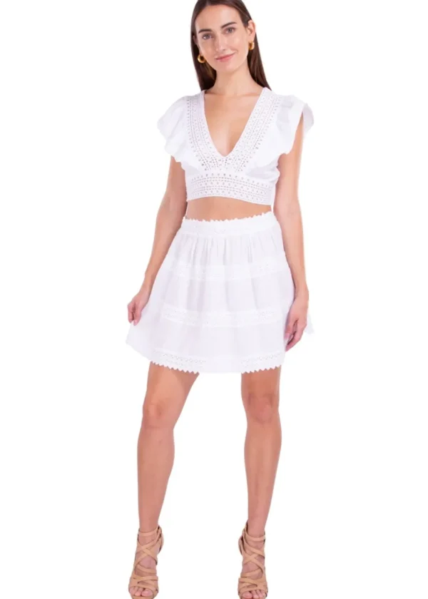 Rachel' Crochet Hem Ruffle Top