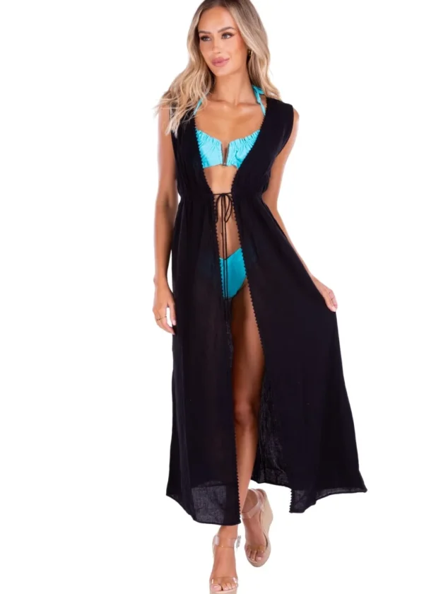 Roberta' Tie-Front Cover-Up Black