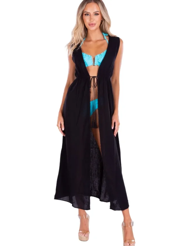 Roberta' Tie-Front Cover-Up Black