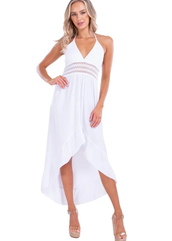 Serenity' High Low Dress White