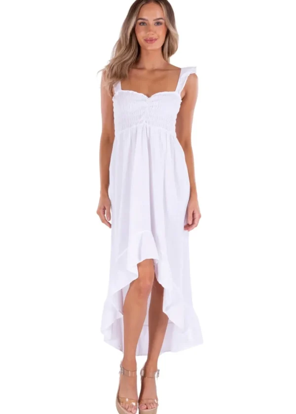 Susie' High Low Dress White