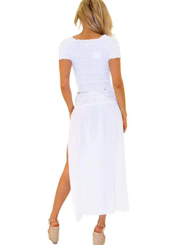 Teagan' Crochet Cut Out Top White