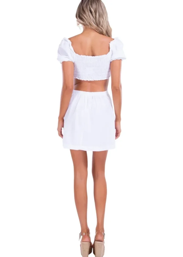 Tessa' Side Button Up Skirt White