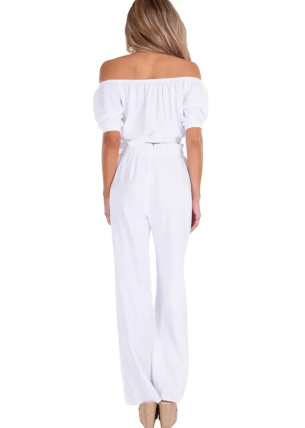Valeria' Paperbag Waist Wide Leg Pants White